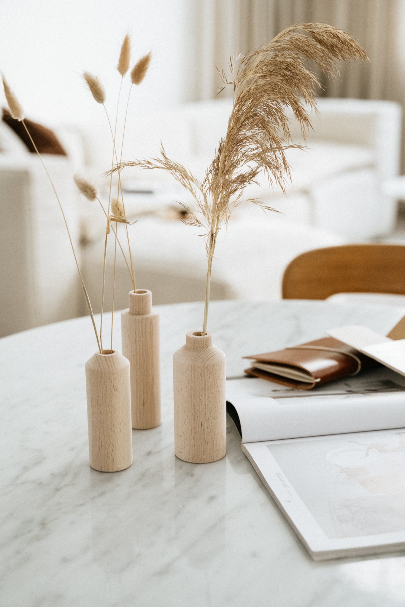 Trio de soliflores en bois