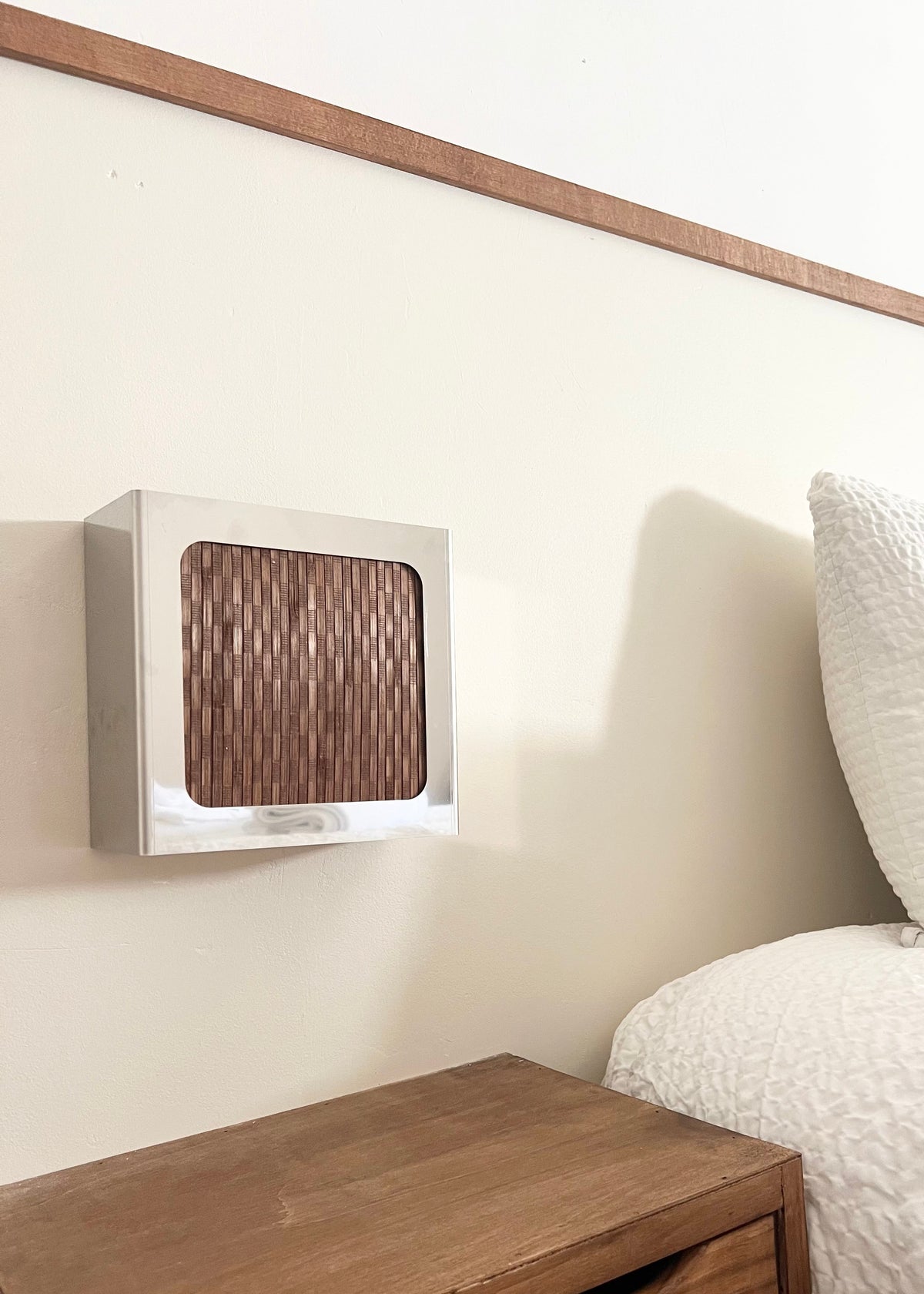 Lampe applique NICOLE carré bambou noyer