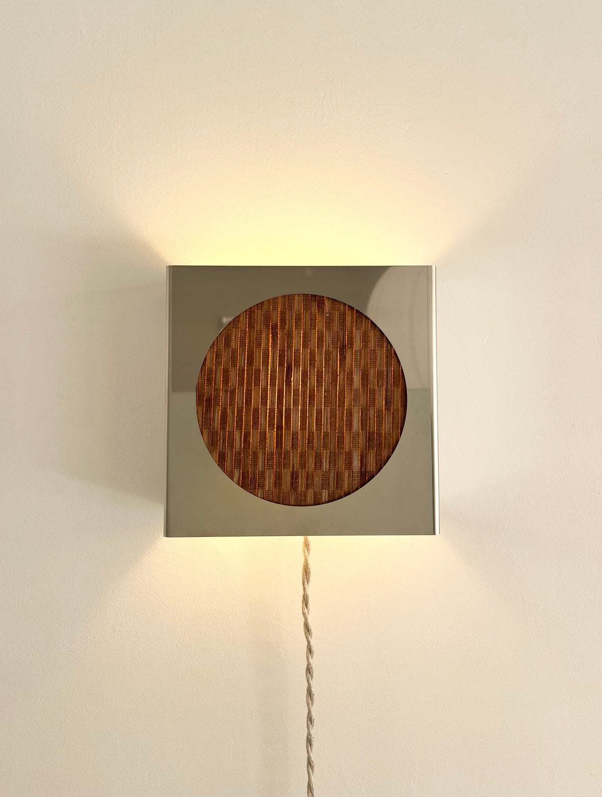 Lampe applique NICOLE ronde bambou noyer