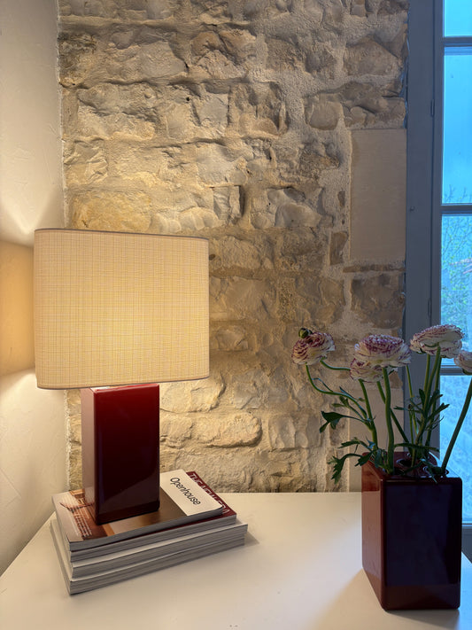 Lampe à poser MELLOW grande format bordeaux – éclairage déco chambre