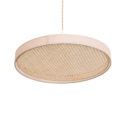 Suspension ECLIPSE en cannage / petite format beige